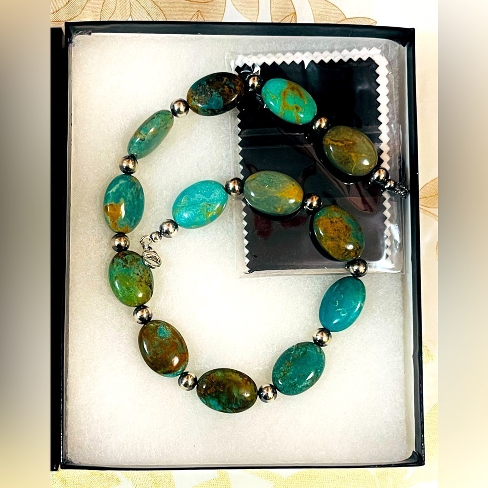 Carolyn Pollack Sterling Turquoise Bead Southwest Statement Necklace 18-20”